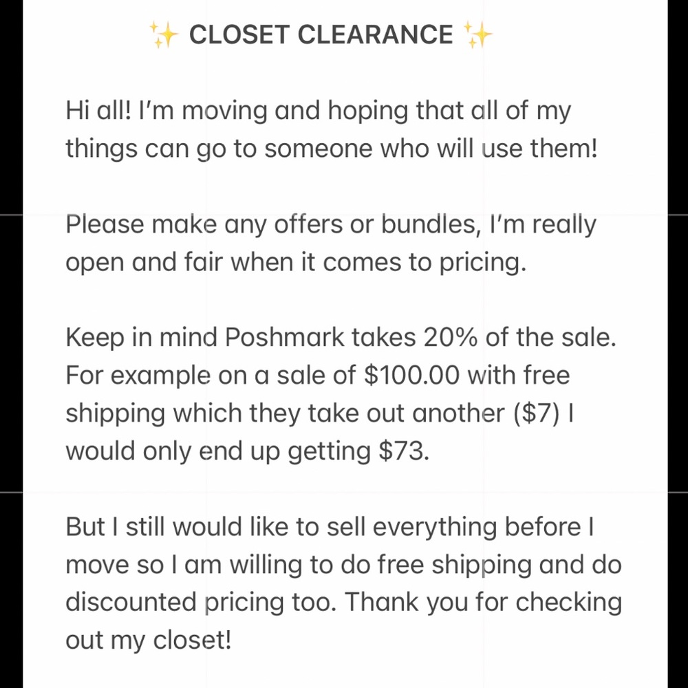 ✨ CLOSET CLEARANCE ✨